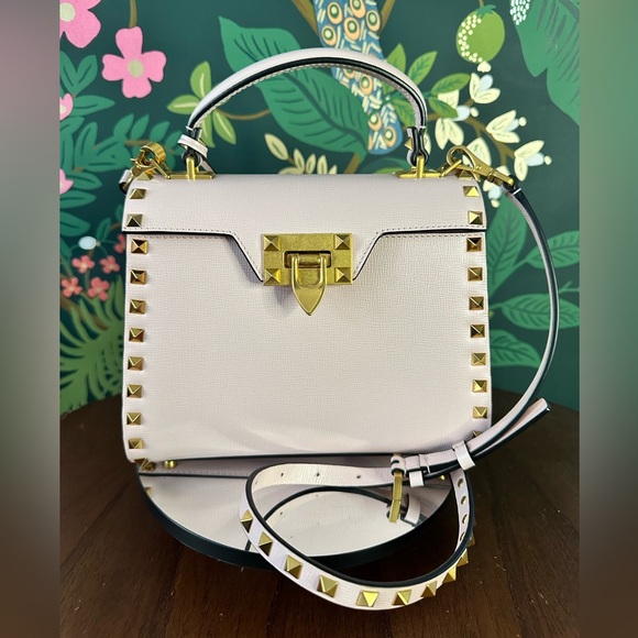 VALENTINO GARAVANI Alcove Rock Stud Top Handle Two Way Pale Pink 🩷💃 NEW PRICE! - Picture 5 of 15